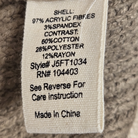 J.O.A. Beige Ribbed Knit Sweater With Denim Sleeves Size Large - Picture 8 of 11